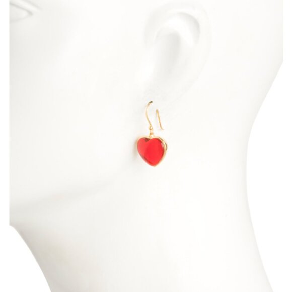 SHAANTI JEWELS Made In India 18k Gold Plated Sterling Silver Garnet Heart Earrin - Picture 2 of 4